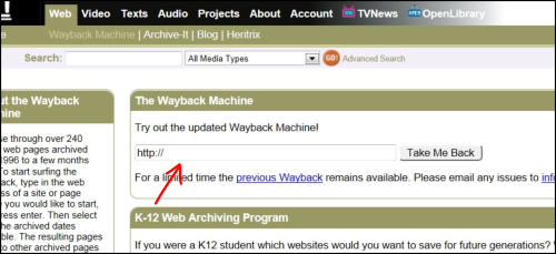 alte Webseite ansehen
